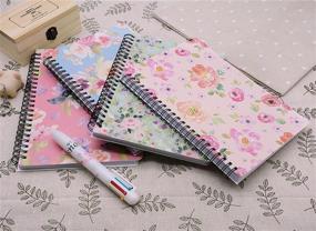 img 3 attached to Set Of 4 A5 Spiral Notebooks With Thick Hardcover, 8Mm Ruled 80 Sheets - 160 Pages, Flower Design In 4 Colors Ideal For Study And Note-Taking