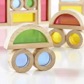 img 2 attached to Guidecraft Jr. Rainbow Blocks: 40 Piece Set - Kids Learning & Educational Toys, Stacking Blocks