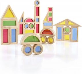 img 3 attached to Guidecraft Jr. Rainbow Blocks: 40 Piece Set - Kids Learning & Educational Toys, Stacking Blocks