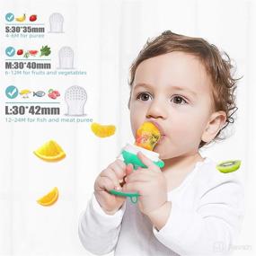 img 3 attached to Organic Baby Teething Toys and Natural Food Feeder Pacifier 🍼 - Fresh Fruit Teether Chew Toys with 3 Silicone Sacs (Blue, SHARE&amp;CARE)