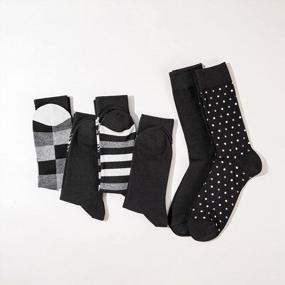 img 3 attached to 6 Pack Men'S Black Patterned Combed Cotton Dress Socks For Size 10-13, Casual Mid Calf Length