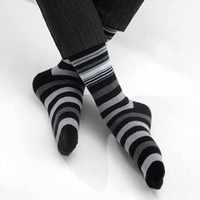 img 1 attached to 6 Pack Men'S Black Patterned Combed Cotton Dress Socks For Size 10-13, Casual Mid Calf Length