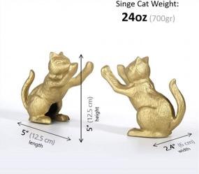 img 3 attached to Vintage Gold Lucky Cat Bookend: Heavy Duty Cast Iron Shelf Decor By Ambipolar (T3-66)