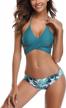 shekini floral bandage bikini with push-up halter top and printed swim bottoms - two-piece swimsuits for women logo