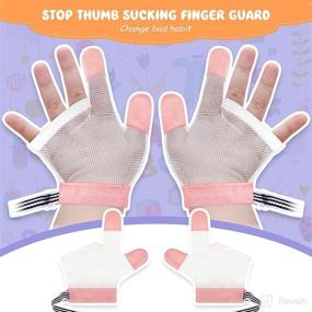 img 2 attached to 👶 Thumb Sucking Stop Kit - 2 Pairs/4 Pieces, Pink Breathable Finger Guard for Babies