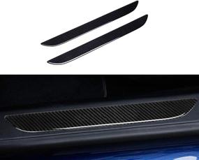 img 4 attached to 🚘 High-Performance TopDall Carbon Fiber Car Door Sill Protection Cover with Polyurethane - Anti-Scratch Stickers | Compatible for Tesla Model S