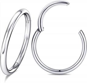 img 4 attached to Zircon 16G Surgical Steel Hinged Nose Ring Hoop With Segment Clicker - Ideal For Lip, Cartilage, And Rook Piercings - Available In 6Mm, 8Mm, And 10Mm Diameter - Wssxc