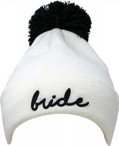 img 1 attached to Women'S Bride Squad Beanie: Funky Junque Embroidered Knit Hat With Pom Pom!