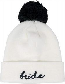 img 2 attached to Women'S Bride Squad Beanie: Funky Junque Embroidered Knit Hat With Pom Pom!