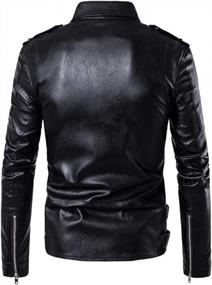 img 1 attached to PASOK Men's PU Leather Motorcycle Jacket - Belted Faux Leather Zipper Biker Coat for Casual Styling