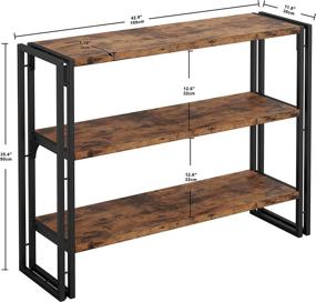 img 2 attached to IRONCK Bookshelf Industrial 3 Shelf Bookcase, Wood Storage Shelf With Metal Frame For Living Room, Rustic Brown