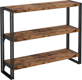 img 4 attached to IRONCK Bookshelf Industrial 3 Shelf Bookcase, Wood Storage Shelf With Metal Frame For Living Room, Rustic Brown