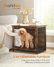 img 3 attached to 🐶 FEANDREA Dog Crate Furniture: Stylish Side Table Kennel for Dogs up to 30 lb, Double-Door Rustic Brown Cage with Removable Tray, Multi-Purpose Indoor Dog House