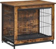 🐶 feandrea dog crate furniture: stylish side table kennel for dogs up to 30 lb, double-door rustic brown cage with removable tray, multi-purpose indoor dog house logo