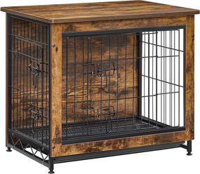 img 4 attached to 🐶 FEANDREA Dog Crate Furniture: Stylish Side Table Kennel for Dogs up to 30 lb, Double-Door Rustic Brown Cage with Removable Tray, Multi-Purpose Indoor Dog House