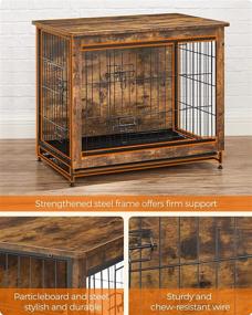 img 2 attached to 🐶 FEANDREA Dog Crate Furniture: Stylish Side Table Kennel for Dogs up to 30 lb, Double-Door Rustic Brown Cage with Removable Tray, Multi-Purpose Indoor Dog House