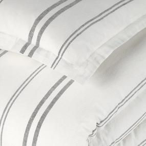 img 3 attached to King Size White And Grey Stripe Rivet Maxwell Washed Duvet Cover Set - Amazon Brand