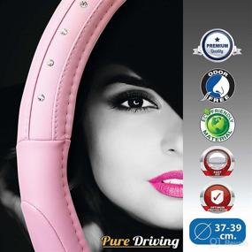 img 3 attached to 💖 Pink Bling-Bling FVP1205 Steering Wheel Cover by SUMEX CAR+