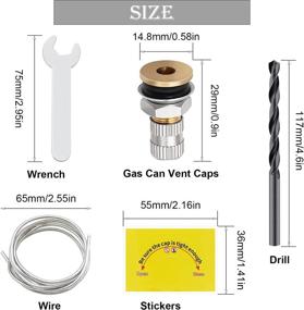 img 3 attached to 🔑 6-Piece Gas Can Vent Caps for Faster Flow – Includes Drill, Wire, Wrench, Warning Stickers – Suitable for Gasoline, Fuel, and Water Cans (Silver)