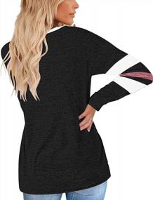 img 2 attached to Женская полосатая рубашка с длинным рукавом и V-образным вырезом Пуловер с цветными блоками Туника Топ