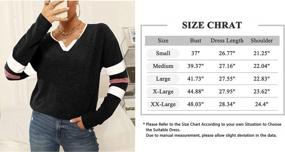img 1 attached to Женская полосатая рубашка с длинным рукавом и V-образным вырезом Пуловер с цветными блоками Туника Топ