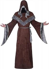 img 4 attached to Get Enchanted With BITSEACOCO'S Medieval Renaissance Halloween Costume For Men - A Hooded Sorcerer Robe With Wizard Gown Cloak Cape!