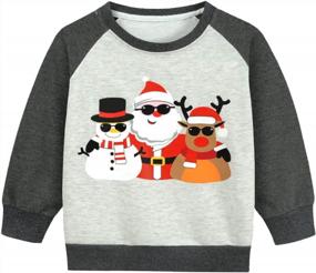 img 4 attached to Get Your Toddler Ready For Christmas With Our Santa Elk And Dinosaur Raglan Sweatshirt Collection!