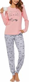img 4 attached to Luxurious Soft Cotton Women'S Pajama Set - Sykooria Long Sleeve Sleepwear Loungewear 2 Piece Joggers Petite