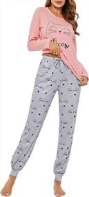 img 2 attached to Luxurious Soft Cotton Women'S Pajama Set - Sykooria Long Sleeve Sleepwear Loungewear 2 Piece Joggers Petite