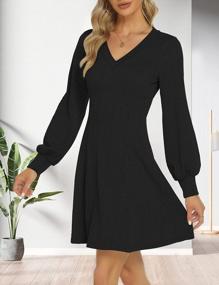 img 2 attached to Stay Fashionable And Comfortable With OYANUS Women'S V-Neck Sweater Dress - Perfect For Fall