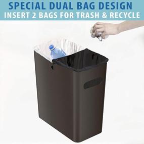 img 1 attached to ITouchless SlimGiant 4.2 Gallon Slim Trash Can With Handles 2-Pak 16 Liter Plastic Small Wastebasket Hanging Garbage Bin Magazine/File Folder Storage Container Home Office Bathroom Kitchen Mocha Black