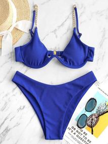 img 2 attached to Women'S V-Wired Underwire Push Up High Cut Bikini Set - ZAFUL Swimsuits For Summer!