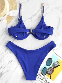 img 1 attached to Women'S V-Wired Underwire Push Up High Cut Bikini Set - ZAFUL Swimsuits For Summer!