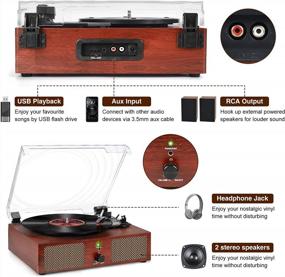 img 1 attached to Vinyl Record Player Turntable With Speakers Wireless Vintage Vinyl Player Support USB RCA Output Aux Input Headphone Auto-Stop 3-Speed Belt-Driven Portable Phonograph