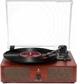 img 4 attached to Vinyl Record Player Turntable With Speakers Wireless Vintage Vinyl Player Support USB RCA Output Aux Input Headphone Auto-Stop 3-Speed Belt-Driven Portable Phonograph