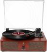 vinyl record player turntable with speakers wireless vintage vinyl player support usb rca output aux input headphone auto-stop 3-speed belt-driven portable phonograph logo