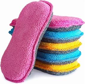 img 4 attached to 🧽 UPSTAR Non-Scratch Kitchen Scrub Sponges - Microfiber Cleaning Sponges for Sink, Basin, and Multi-Purpose (Pack of 6)