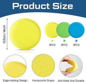 img 3 attached to 🧽 24-Pack 4-Inch Wax Foam Applicator Pad Set - Microfiber Detailing Car Polishing Waxing Sponges - Polyurethane Cleaning Sponge - Round Shaped Pressing Foam Sponge Cleaning Tool (Green, Blue, Yellow)