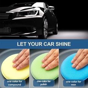 img 1 attached to 🧽 24-Pack 4-Inch Wax Foam Applicator Pad Set - Microfiber Detailing Car Polishing Waxing Sponges - Polyurethane Cleaning Sponge - Round Shaped Pressing Foam Sponge Cleaning Tool (Green, Blue, Yellow)