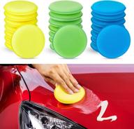 🧽 24-pack 4-inch wax foam applicator pad set - microfiber detailing car polishing waxing sponges - polyurethane cleaning sponge - round shaped pressing foam sponge cleaning tool (green, blue, yellow) логотип