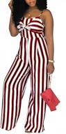 women's sexy striped jumpsuit with tie bowknot - shekiss summer rompers логотип