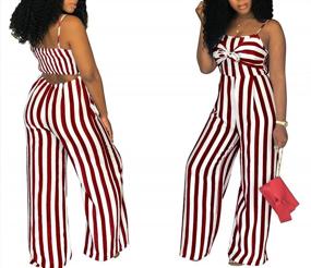img 2 attached to Women'S Sexy Striped Jumpsuit With Tie Bowknot - SheKiss Summer Rompers