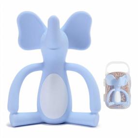 img 4 attached to Soft & Durable Baby Teething Toy - Multi-Textured Food Grade Silicone Pacifier With Cute Elephant Design (Blue)