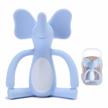 soft & durable baby teething toy - multi-textured food grade silicone pacifier with cute elephant design (blue) logo
