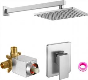 img 4 attached to KES Shower Faucet Set Brass Shower Valve And Trim Kit Rainfall Shower Head Pressure Balance Brushed Nickel, XB6210-BN