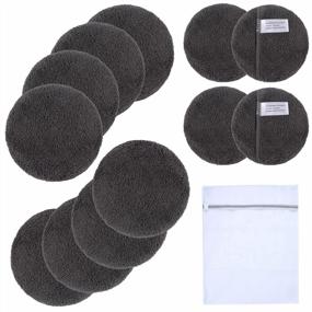 img 4 attached to KinHwa 12 Pack Reusable Makeup Remover Pads Microfiber Face Cloths Super Soft Washable Round Facial Cleaning Pads With Laundry Bag For All SKin Types Dark-Gray