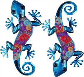 img 4 attached to Metal Gecko Wall Decor: Set Of 2 Indoor And Garden Art Sculptures For Patio And Yard