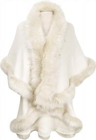 img 4 attached to Stay Cozy And Chic With ZLYC Women'S Faux Fur Trimmed Poncho Cardigan Sweater