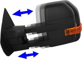 img 2 attached to DNA Motoring TWM-053-T666-BK-AM Left Right Side LED Turn Signal Puddle Light Manual Telescopic Towing Mirrors Compatible With 04-14 F-150