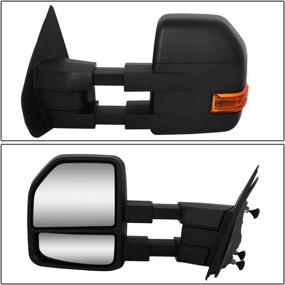 img 3 attached to DNA Motoring TWM-053-T666-BK-AM Left Right Side LED Turn Signal Puddle Light Manual Telescopic Towing Mirrors Compatible With 04-14 F-150
